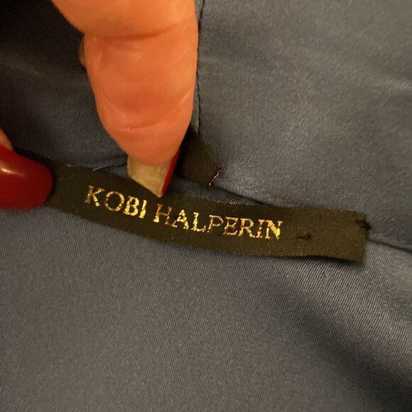 Kobi Halperin Blue Pleated Bib Collar silk  Blouse, XS - Picture 10 of 12